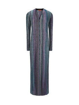 Sequinned Pleated Knit Long Cardigan