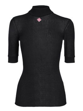 Black Cotton High-neck Top