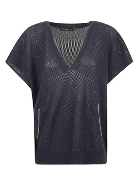 Fabiana Filippi V-Neck Openwork Top