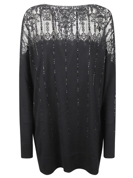 Lace Paneled Bead Embellished Top