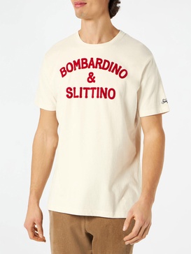 White T-shirt Man Red Bombardino & Slittino Print