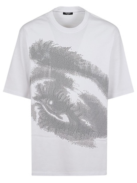 Balmain Eye Embroidered Crewneck T-Shirt