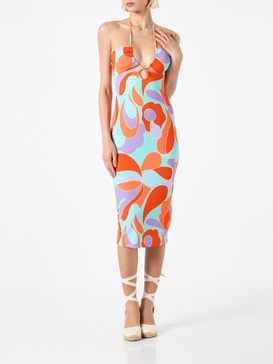 Longuette Cutout Wave Printed Dress Farah