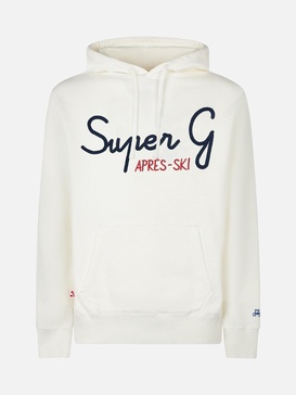 Man White Hoodie With Super G Embroidery | Super G Special Edition