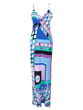 Blue Vivara Print Silk Maxi Dress