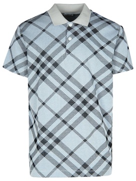 'check' Grey Cotton Blend Polo Shirt