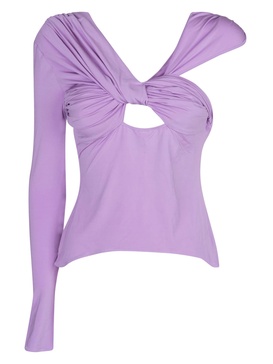 One-sleeve V-neck Draped Top