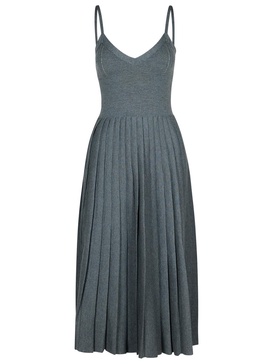 Khaite Elio Spaghetti Strap Pleated Dress