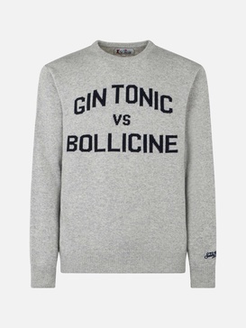 Man Crewneck Sweater With Gin Tonic Vs Bollicine Jacquard Print