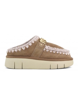 Pink Brown Double-face Sheepskin Bounce Clog