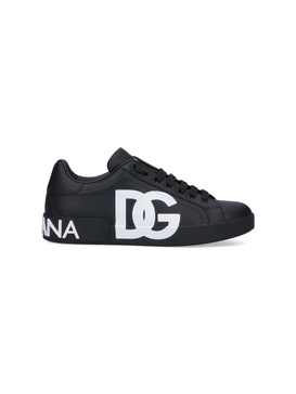 Portofino sneakers in black calf leather with white logo