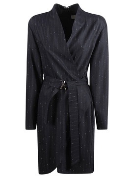 Pinstripe Wrap Coat