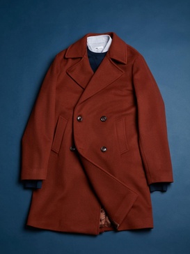 Aalbany Rust Double Breasted Coat