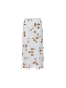 Polka Dot Embellished Tulle Midi Skirt