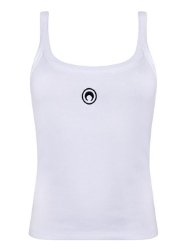 White Cotton Moon Tank Top