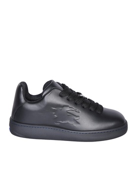 Black Leather Box Low-Top Sneakers