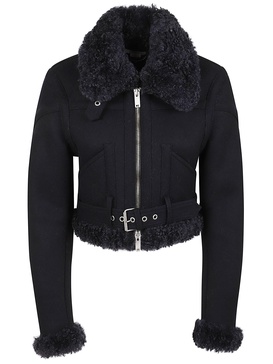 Stella McCartney Belted Waist Cropped Aviator Jacket