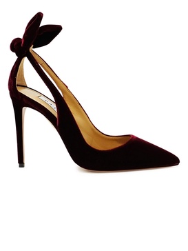 Aquazzura Burgundy Velvet Bow Tie Pump 105