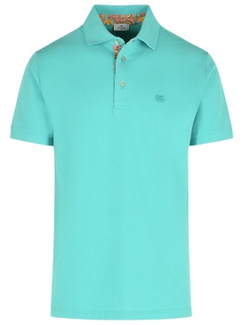 'roma' Polo Shirt In Light Blue Cotton