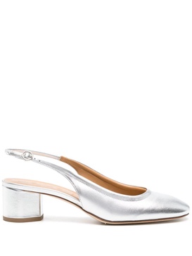 Romy Laminated Nappa Leather Silver Slingback