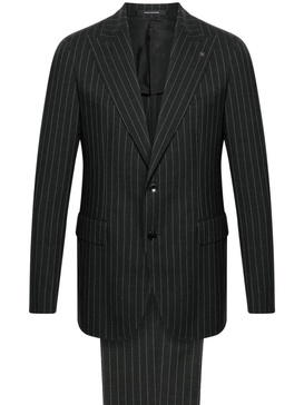 Charcoal Grey Pinstriped Single-breasted Wool Suit