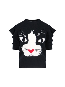 Cat Inlay Crop Sweater