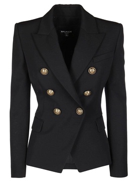 Notched Lapel 6 Button Double-breasted Blazer