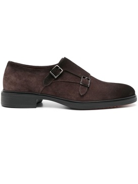 Brown Calf Suede Monk Shoes