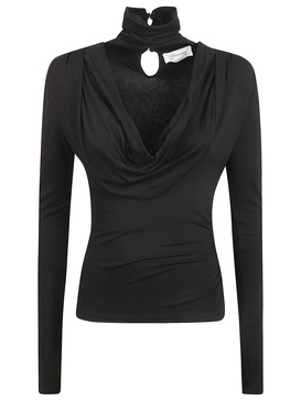 Keyhole Detail V-neck Longsleeved Top