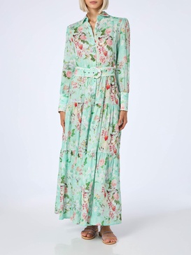 Woman Linen Dress Marbella With Flower Print