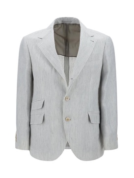 Brunello Cucinelli Single-Breasted Striped Blazer