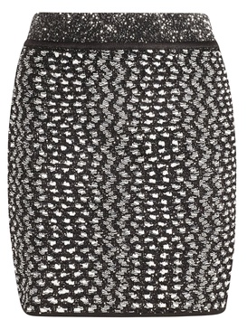 Zig-zag Pattern Embellished Mini Skirt