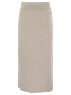 Brunello Cucinelli Straight Hem Knitted Midi Skirt