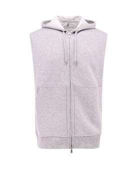 Sleeveless sweatshirt with hood