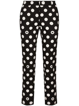 Cotton pants with polka-dot print