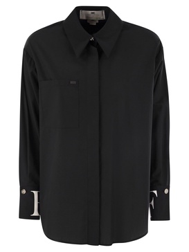 Elisabetta Franchi Poplin Shirt With Logo On Cuffs