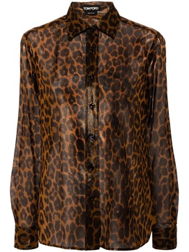 TOM FORD Laminated Leopard Print Silk Shirt for Women