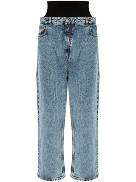 ALAIA Low-Rise Snow Denim Jeans with Knit Waistband