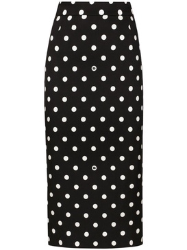 DOLCE & GABBANA Polka Dot Charm Silk Midi Skirt