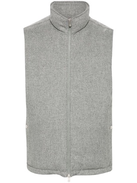 BRUNELLO CUCINELLI Sophisticated Heather Grey Wool Down Vest