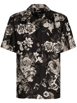 DOLCE & GABBANA Monochrome Floral Silk Shirt