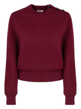 BOTTEGA VENETA Elegant Burgundy Crew-Neck Wool Sweater