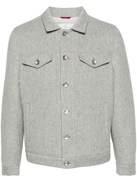 BRUNELLO CUCINELLI Luxury Heather Grey Cashmere-Wool Blend Jacket