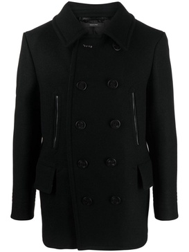 TOM FORD Elegant Black Wool Peacoat