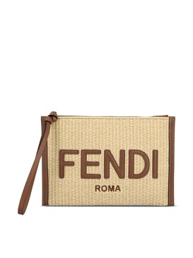 Fendi Roma Logo Detailed Flat Pouch