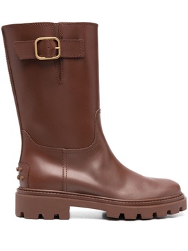 TOD'S Stylish Buckle Detail Leather Boots for Women