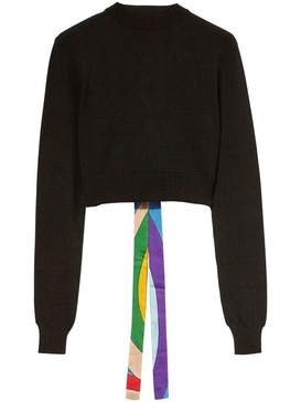 EMILIO PUCCI Cropped Mini Top with Abstract Print