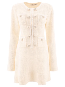 Crystal-Embellished Knitted Mini Dress