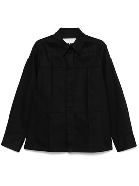 JIL SANDER Classic Black Cotton Denim Press-Stud Shirt for Men