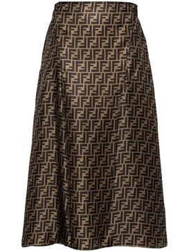 FF-pattern print midi skirt